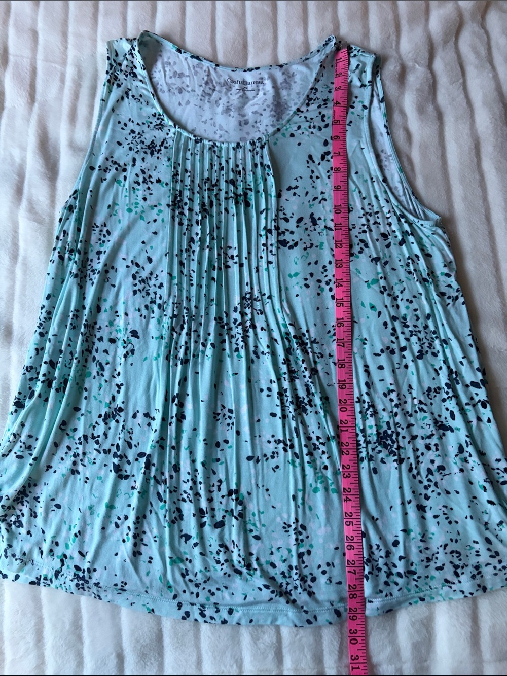 Croft & Barrow Mint Green Pleated Speckle Tank Top Sz 2X XXL - Picture 9 of 9